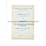 1960-61 FOOTBALL LEAGUE CUP / FIRST SEASON Four page programme for Everton v Walsall 31/10/1960,