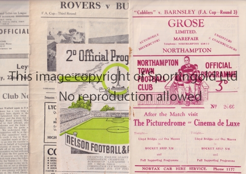 1950'S FA CUP PROGRAMMES Nine programmes: Northampton v Barnsley 6/1/1951, Nelson v Oldham 24/11/