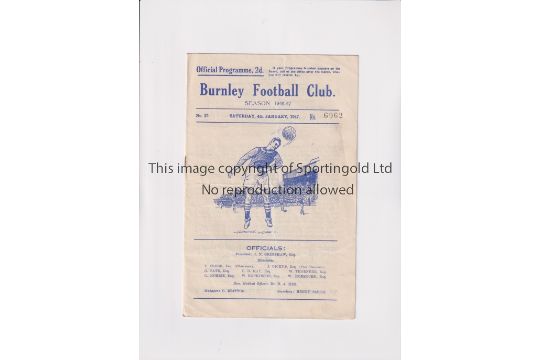 BURNLEY V BIRMINGHAM CITY 1947 Programme for the League match at Burnley 4/1/1947, slightly - Image 2 of 2