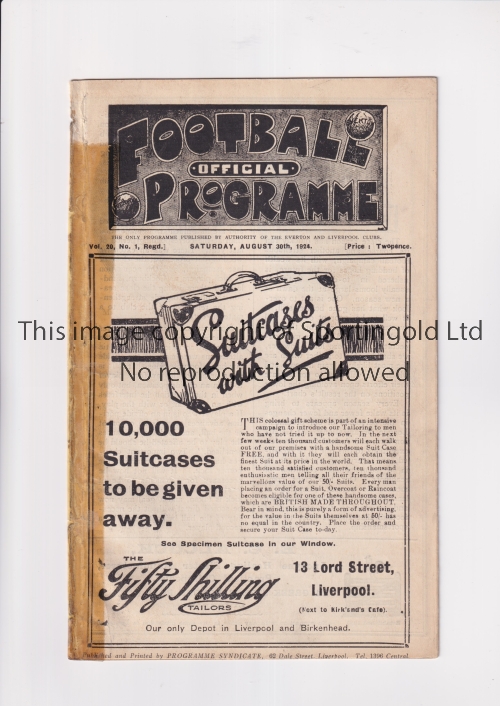 LIVERPOOL V ASTON VILLA / EVERTON RESERVES V BIRMINGHAM RESERVES 1924 Joint issue programme for - Image 3 of 3