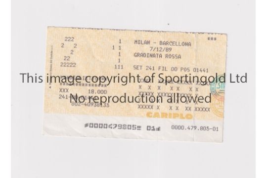 1989 UEFA SUPER CUP FINAL Ticket for the match at AC Milan v Barcelona 7/12/1989, slightly - Image 2 of 3