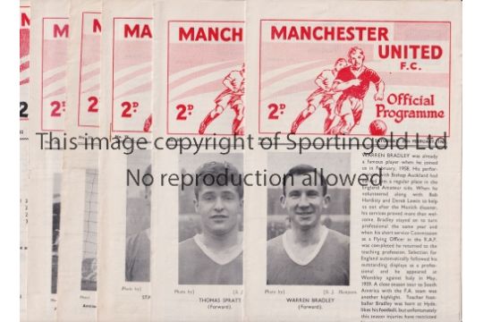 MANCHESTER UNITED Six home programme for Central League matches 60/1 v Leeds United, Everton and - Image 1 of 2