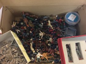 A Box Containing Various Metal soldiers all in Var