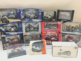 A Collection of Model motorcycles including Maisto