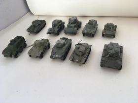 A collection of 10 Playworn diecast metal military