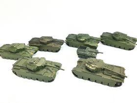 A Box Containing A Collection of Dinky Toys Tanks