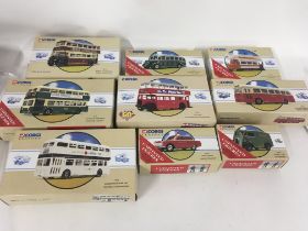 A collection of 9 boxed Corgi model vehicles mainl