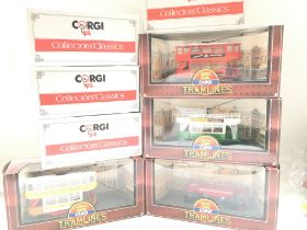 A box Containing Corgi Tramlines. collectors Class