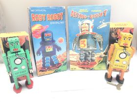 4 X Boxed Chinese Tinplate Robots including 2 X Lilliput Robots(1 A/F). A Roby Robot and a Astro-