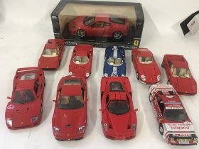 Collection of 10 model Ferraris 9 x 1/24 scale ..includes boxed Hot Wheels F430 /18 scale. Mostly by