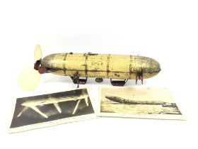 A lehmann Tinplate Clockwork EPL.11 Zeppelin. With 2 Vintage post cards.Seen Working.