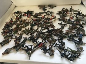 A collection of approximately 120 metal toy soldie