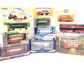 A Collection of Various Diecast Buses including Co