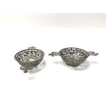 Pair of pierced sterling silver sweet meat dish. 6