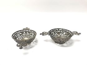 Pair of pierced sterling silver sweet meat dish. 6