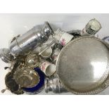 A Collection of silver plated items including tray