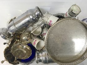 A Collection of silver plated items including tray