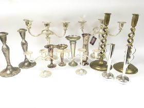 Collection of various candlestick holders. No rese