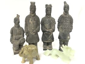 A group of Terracotta Asian warriors (16.5cm tall