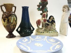 A Collection of ceramics including minton and G H Brannam vases, Staffordshire style and Lladro