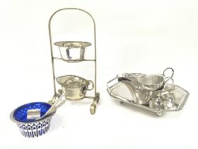 Silver plate items including tray, gravy boats etc