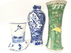 18th century Chinese export vases including a blue