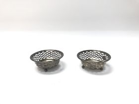 Pair of hallmarked silver pierced bon Bon dishes d