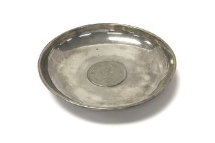 A sterling silver dish inset with a 1980 Hong Kong