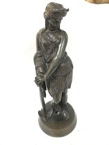 A bronze figure of a lady in robes and a Laurel wr