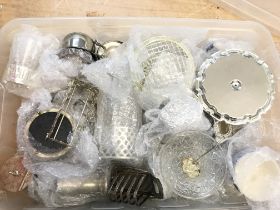 A Collection of cut glass and silver plate items.