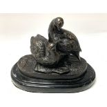 A cast bronze figure group of partridges, indistic