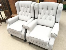 A pair of Cotton light grey arm chairs dimensions