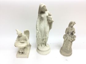 Three Victorian Parian ware figurines.