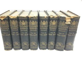 Eight volumes of the encyclopaedia britannica. No