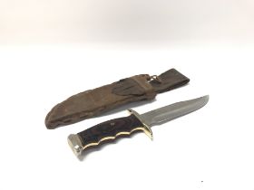 Spanish combat knife with a belt attached scabbard