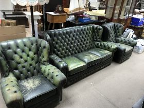 A Green Leather upholstered sofa , dimensions 78xx