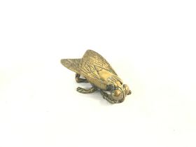 Vintage brass trinket box fly figurine. No reserve