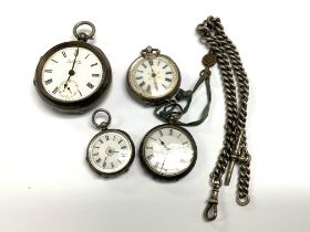 4 various silver pocket watches, Varied conditions