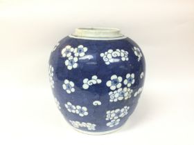 A Chinese 19th century export ginger jar damaged h