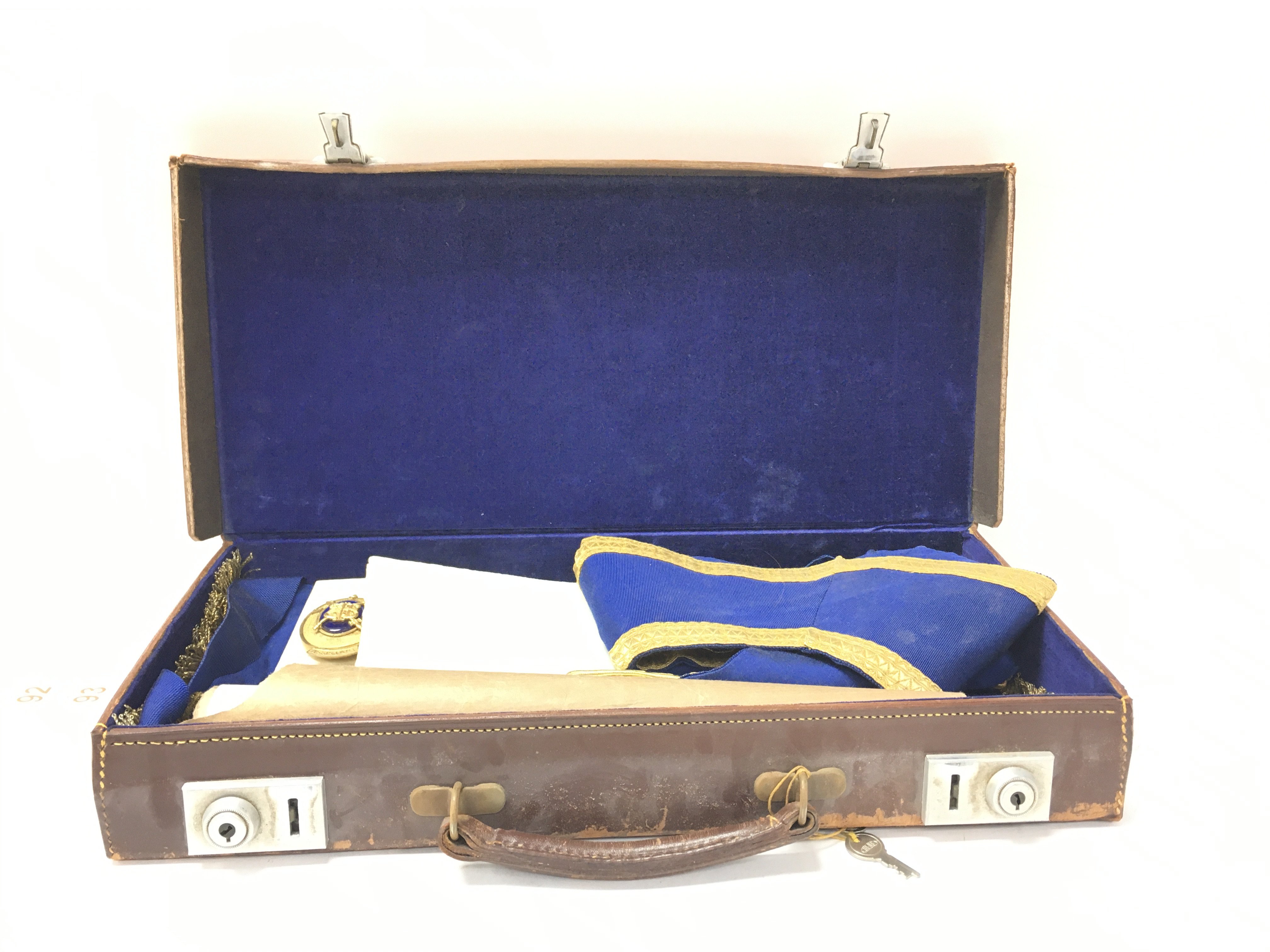 A leather Case of Masonic memorabilia, Essex.