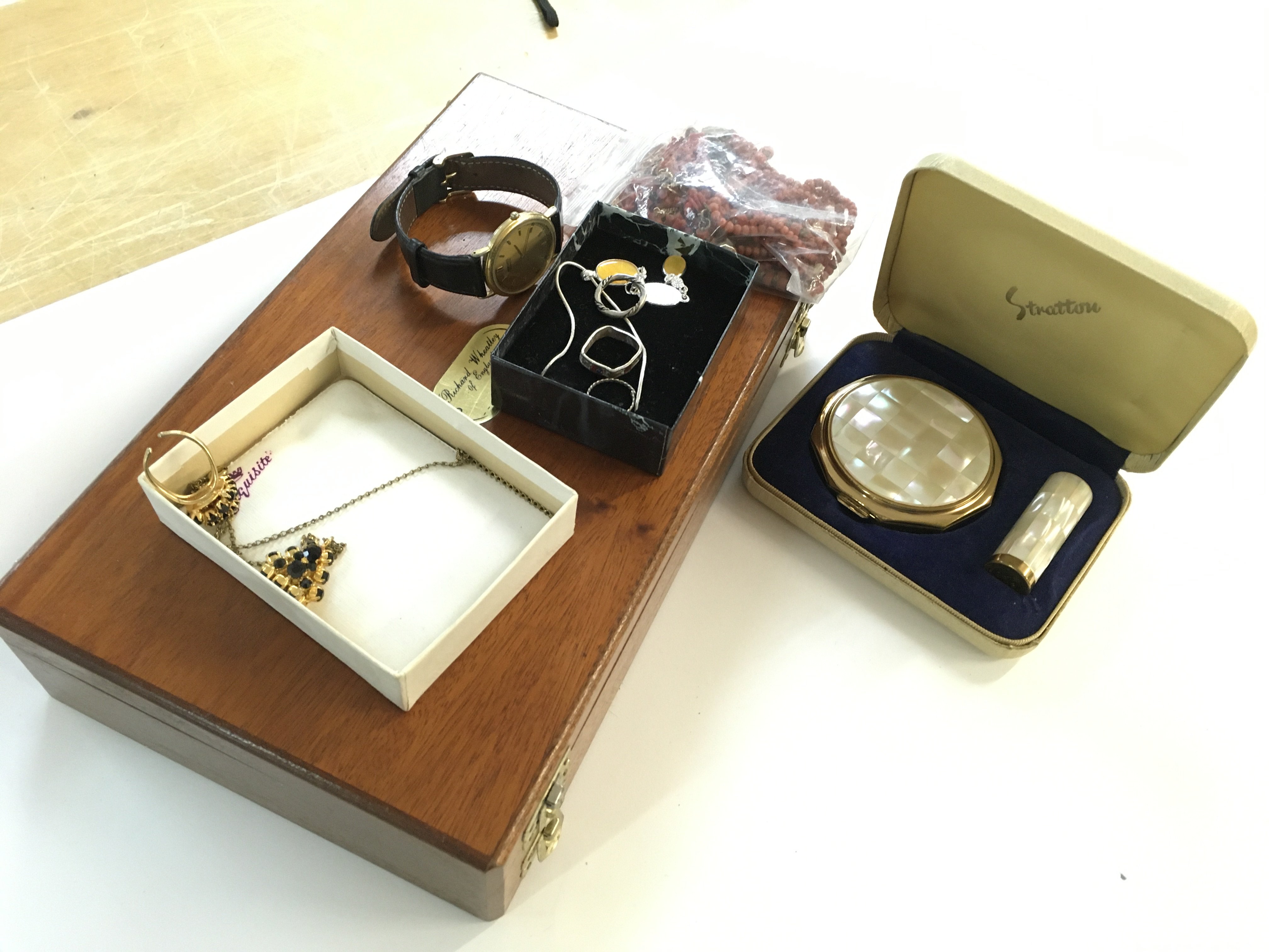 A Collection of costume jewellery including a watc