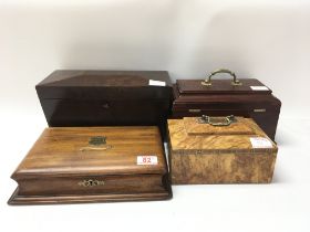 Collection of four wooden antique boxes. No reserv