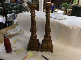 A pair of resin Christian pillars/pedestals approx