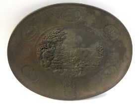A bronze decorative plate of German town Jilsenburg, diameter of 39.5cm approximately.
