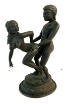 A Cast bronze tantric figure of a nude couple. 21c