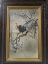 Framed and glazed Chinese watercolour on silk. 71c