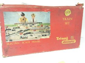 A boxed vintage Rax Tri-Ang train set