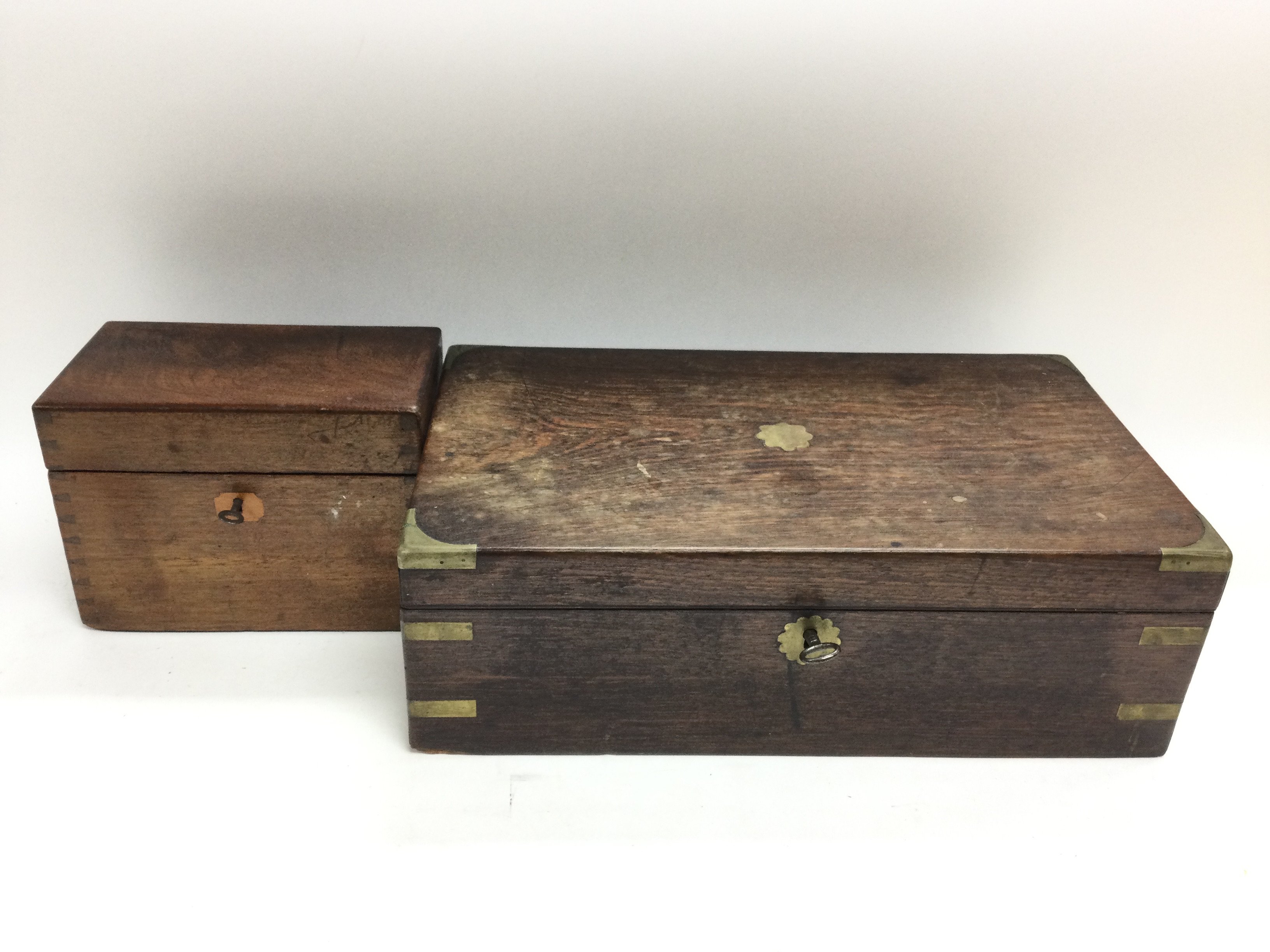 A Two section Victorian mahogany tea caddy and a w