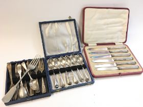 A collection of cutlery including silver plate and some hallmarked silver