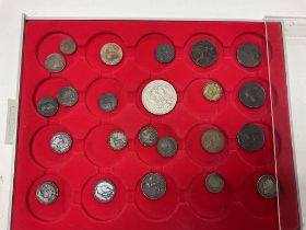 A tray of British and Georgian coinage to include